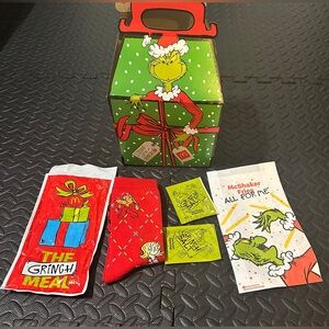 2025 McDONALD'S Grinch Socks Christmas Adult Happy Meal Red Socks OPENED NEW
